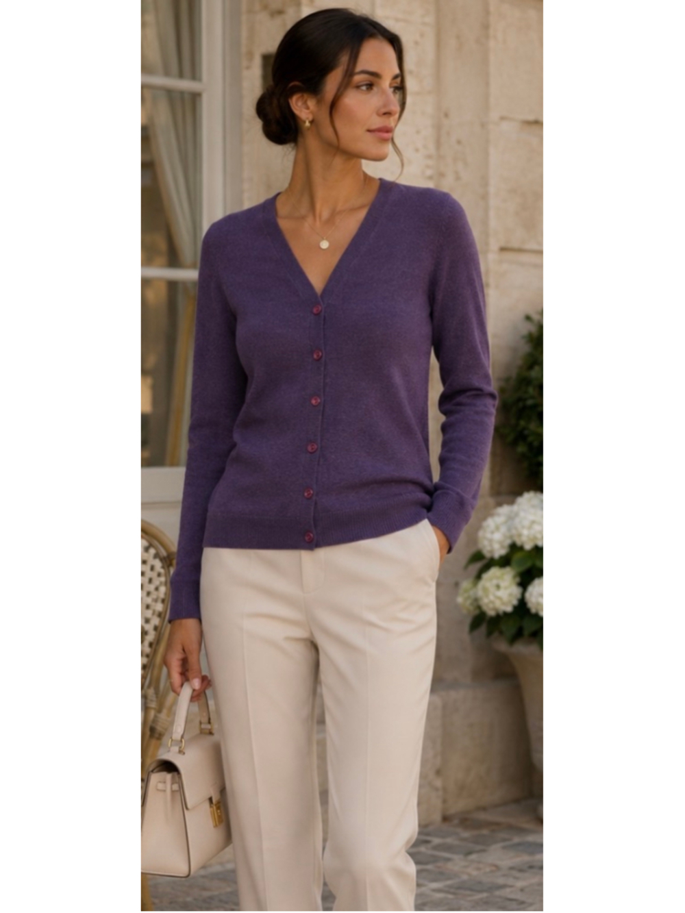 Etro Cashmere Silk Blend Cardigan Purple Size 4/S New!